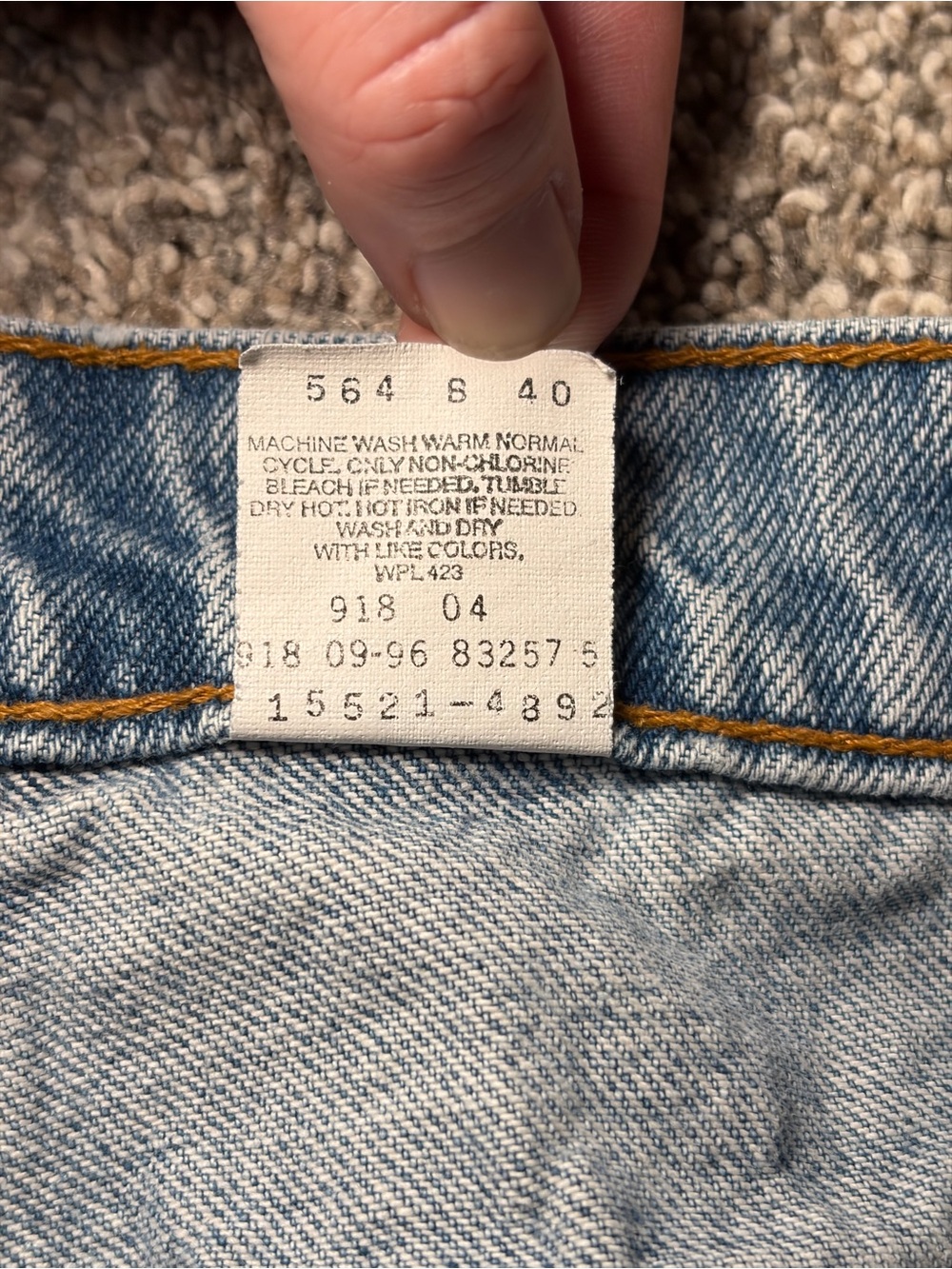 Vintage 1996 Levi’s 521 Tapered Fit Leg Size 18 Long Light Wash Made in USA VTG - Picture 11 of 16